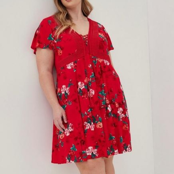 Torrid Mini Gauze Lace-Up Skater Dress Size 3X - Picture 1 of 6